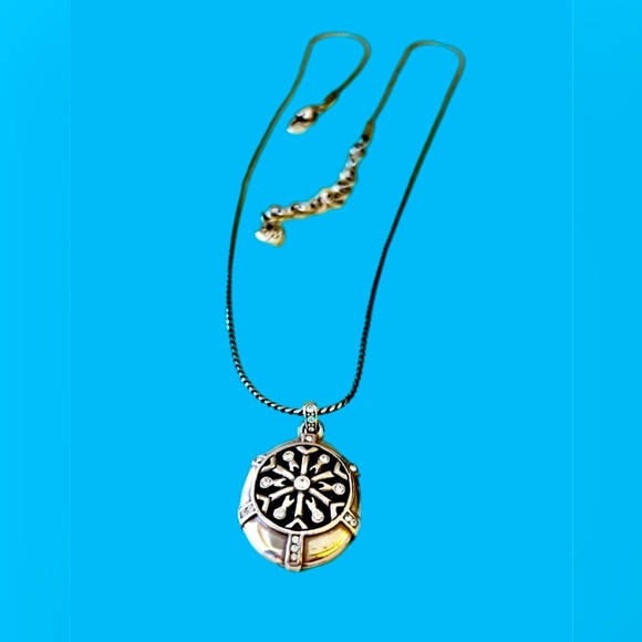 Brighton Winter Sparkle Locket Necklace -round snowflake crystals-silver color - Picture 1 of 7